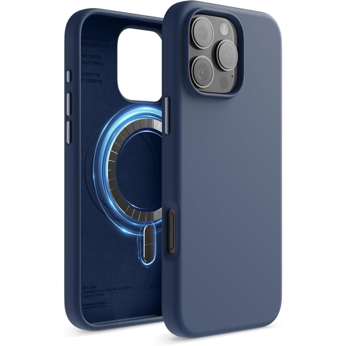Magnetic Silicone Case iPhone 16 (Azul)