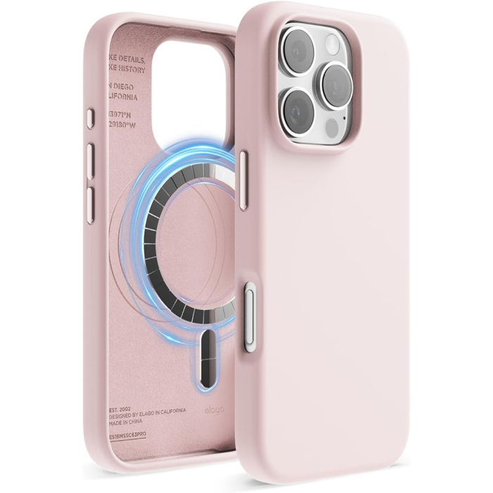 Magnetic Silicone Case iPhone 16 (Rosa)