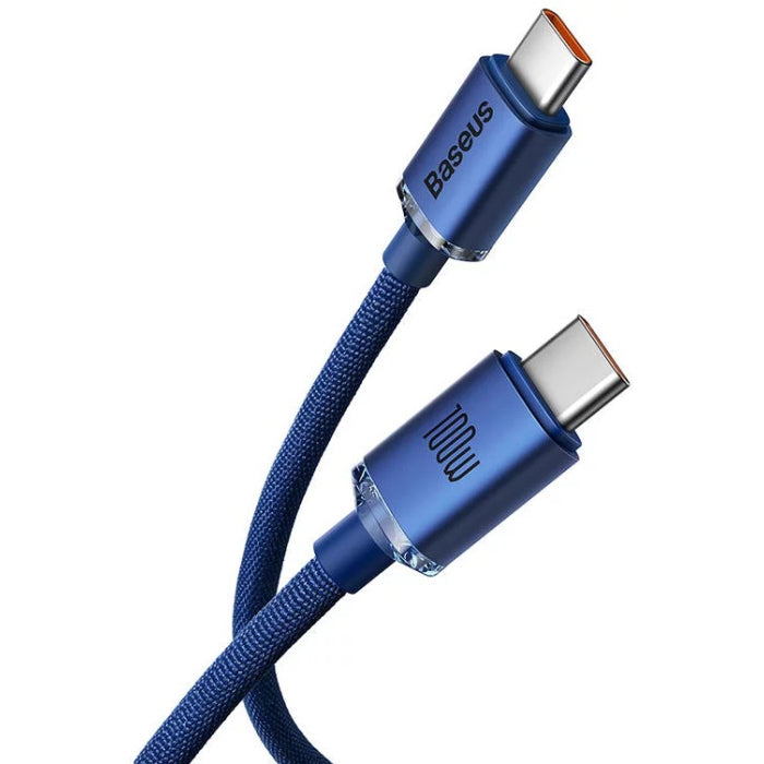 Cabo Crystal Shine Usb-C para Usb-C: 100W: 1.2m Azul