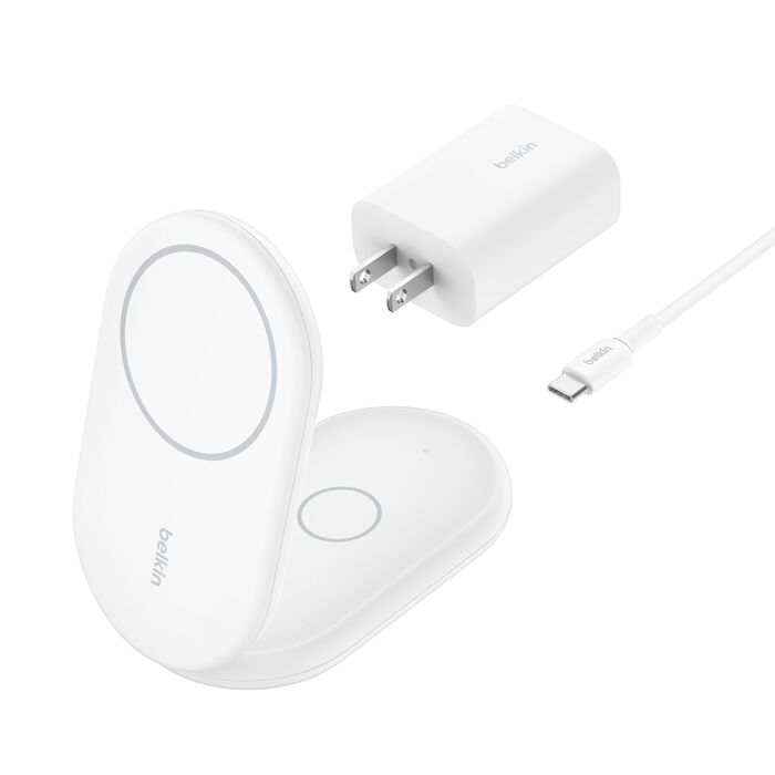 BoostCharge 2-in-1 Magnetic Foldable Wireless Charger with Qi2 15W