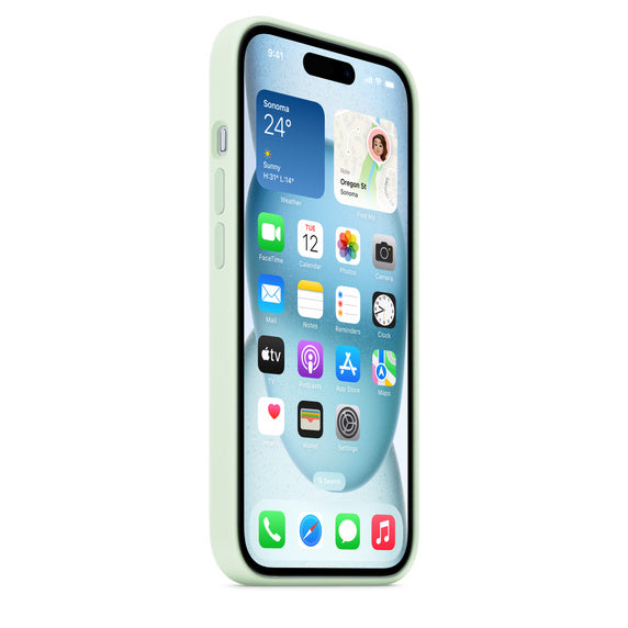 iPhone 15 Silicone MagSafe Verde-menta suave