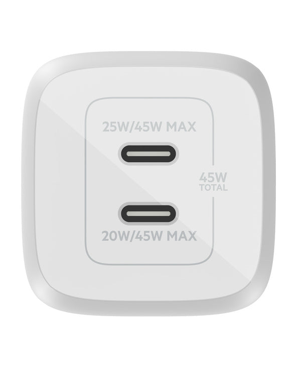 Carregador 2xUsb-C 45W - Branco