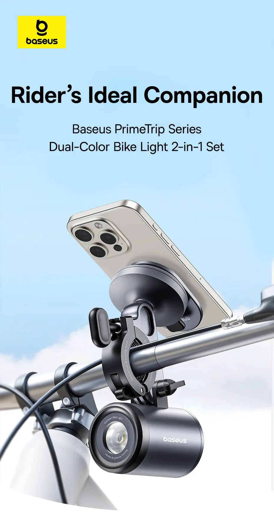 Baseus Primetrip Series Dual-Color Bike Light 2-In-1 Set Cosmic Black