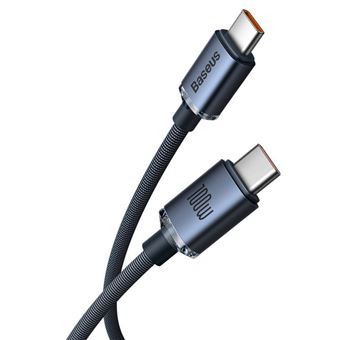 Cabo Carregamento Rápido 1.2m Type-C to Type-C 100W Data Preto