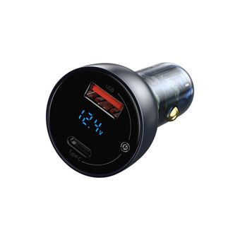 Baseus Particular Digital Display Qc+Pps Dual Quick Charger Car Charger 65W Dark Gray