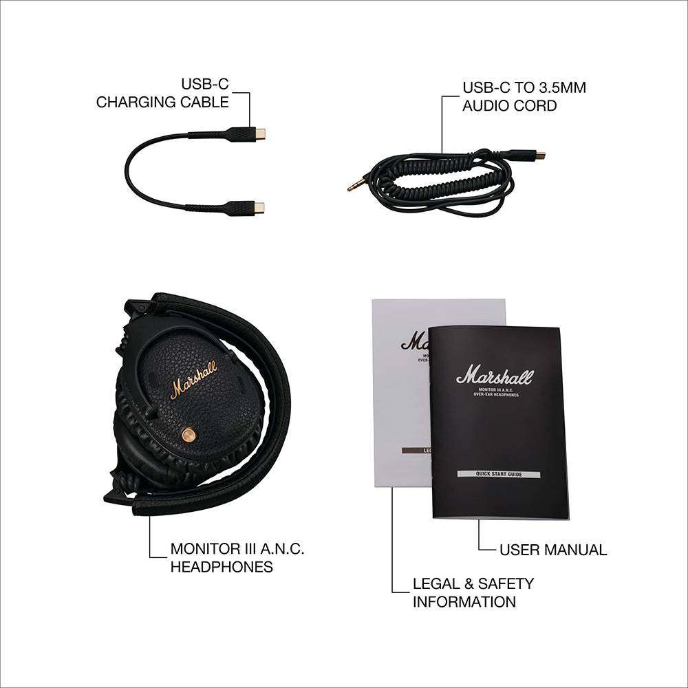 Headphones Marshall Monitor III A.N.C Bluetooth Pretos