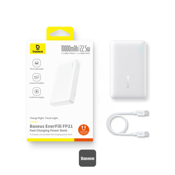 Powerbank Os-Baseus Enerfill Fp21 10.000Mah 22.5W Moon White (c/ Cabo Type-C 30cm)