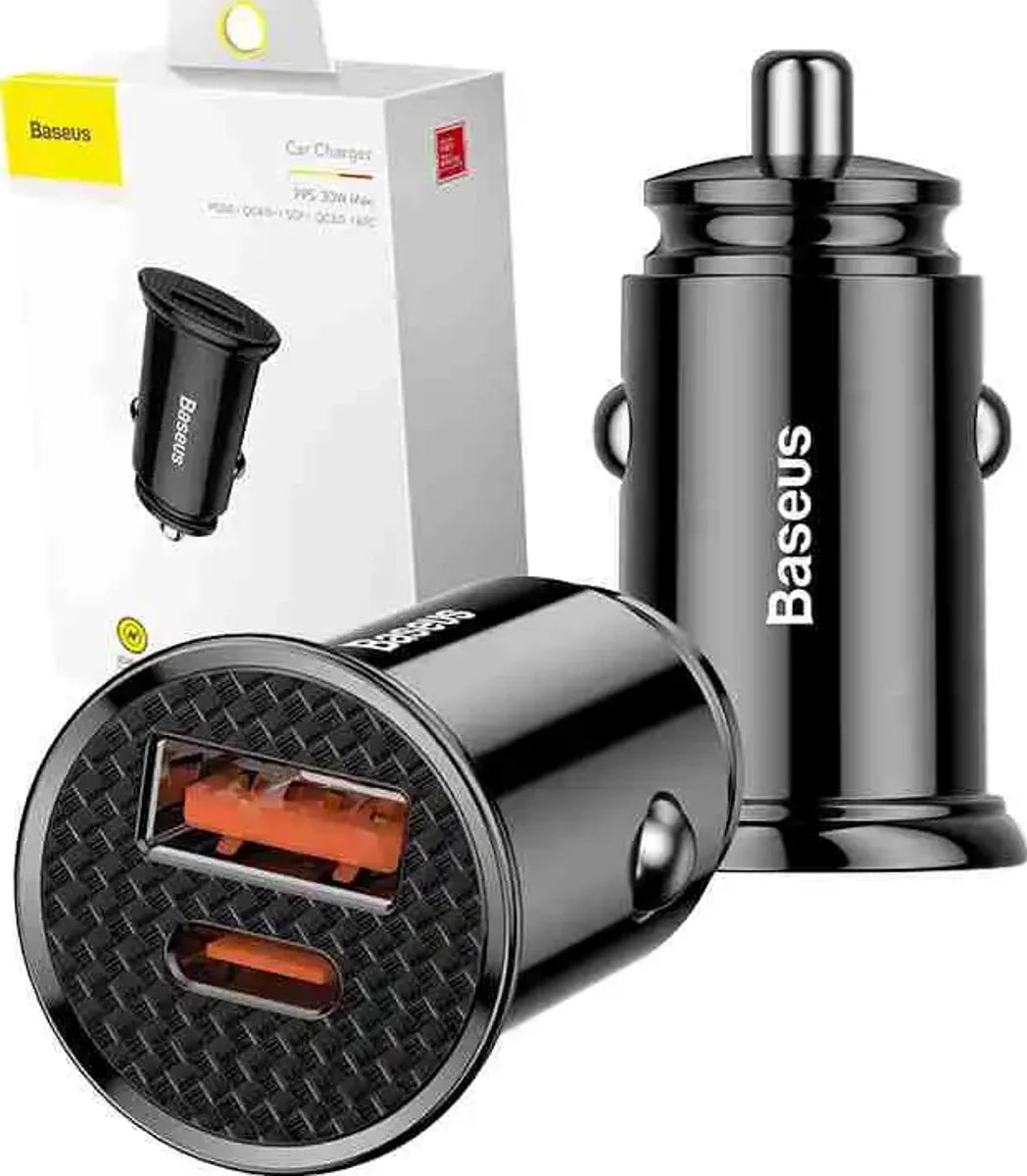 Baseus Carregador Circular Plastic A+C 30W Pps Car Charger Black