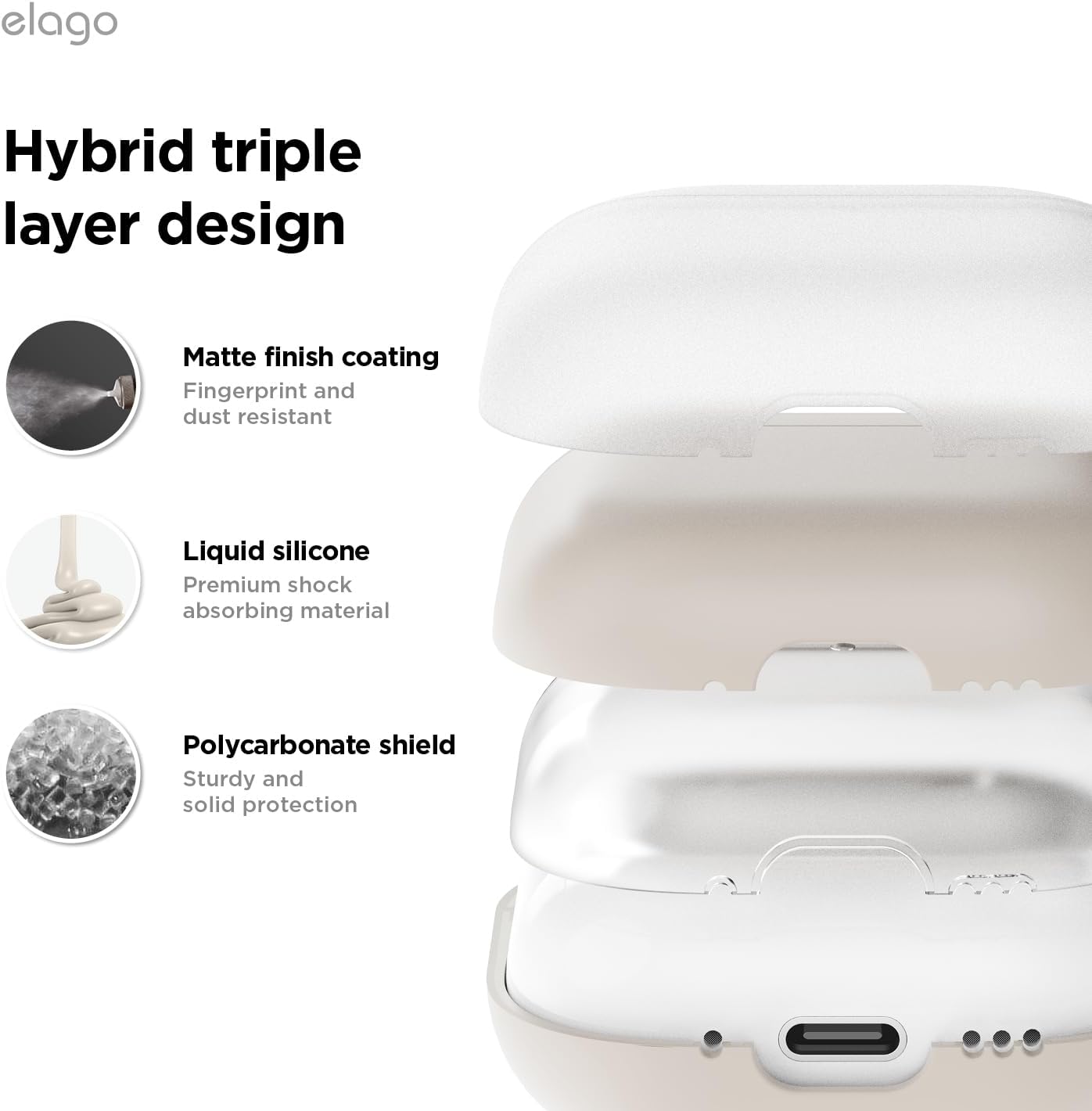 Elago Liquid Hybrid Case for AirPods 4 (Stone)