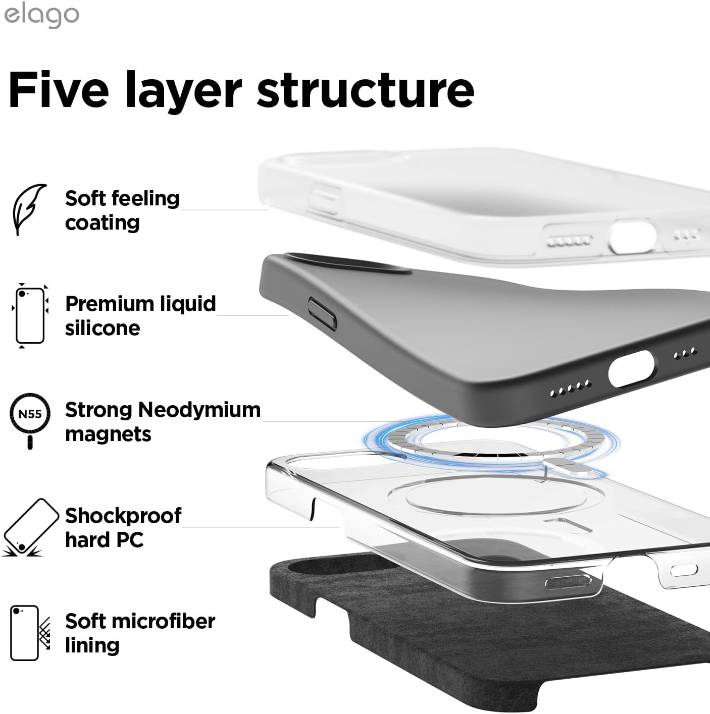 Capa Elago Magnetic Silicone iPhone 16e/17e Black