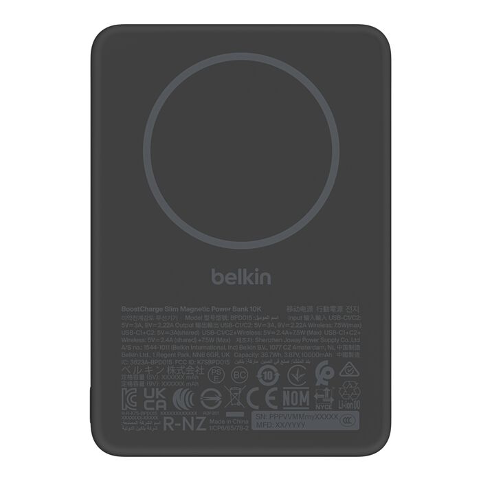 Powerbank Belkin BoostCharge 10k 7.5w Slim Magnetic Black
