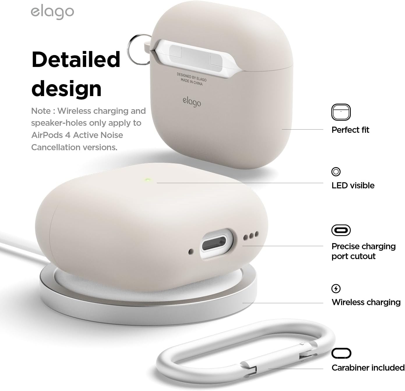 Elago Liquid Hybrid Case for AirPods 4 (Stone)