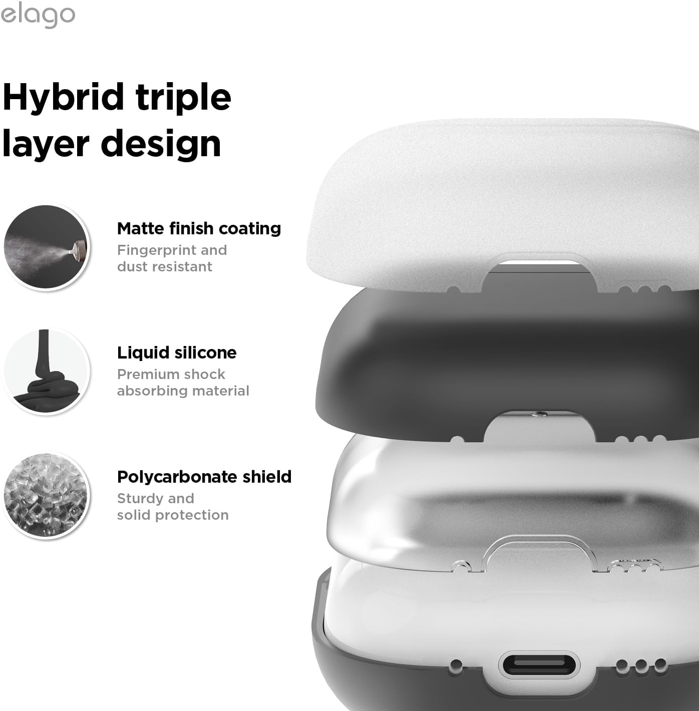 Elago Liquid Hybrid Case for AirPods 4 (Black)