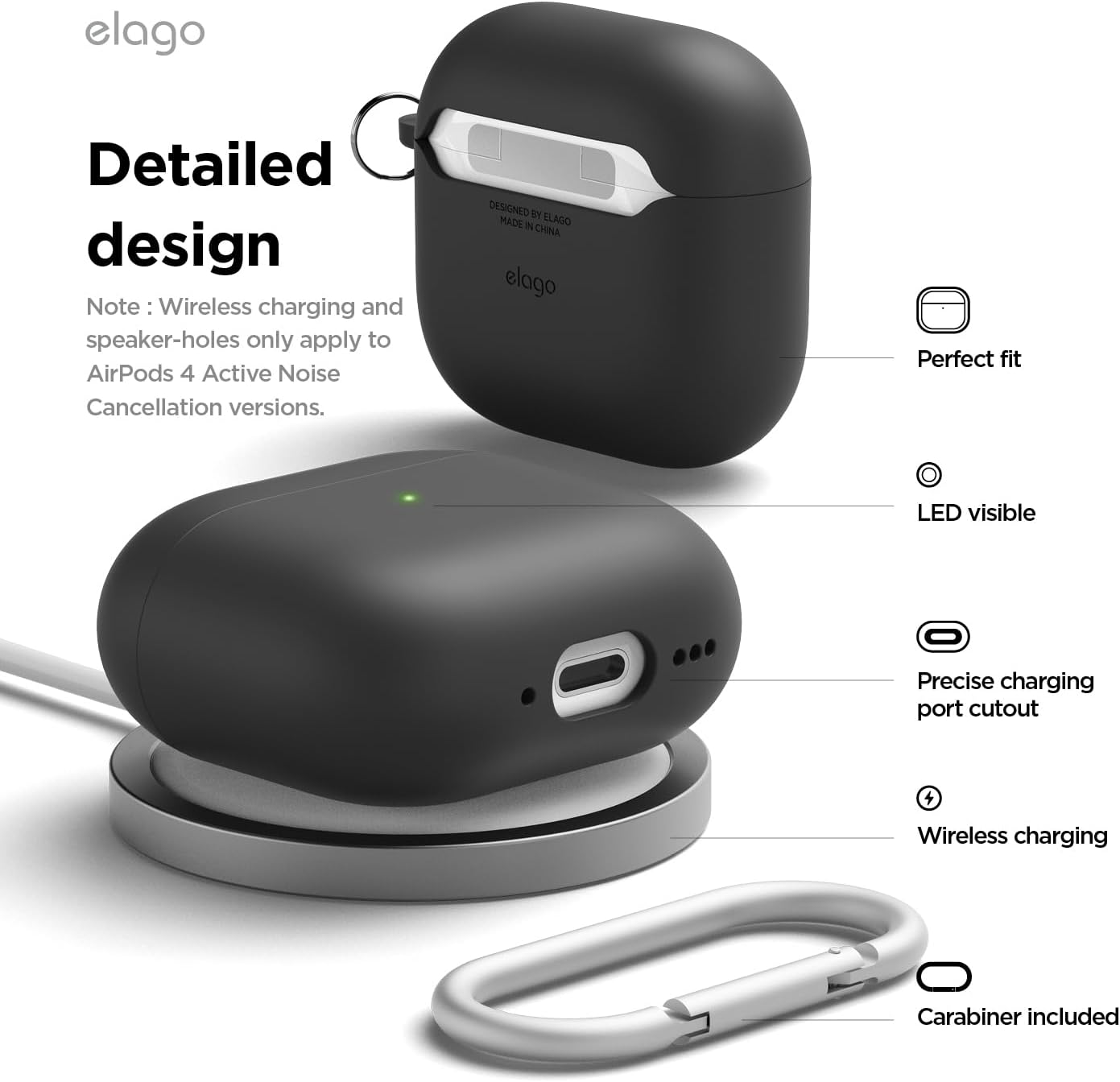 Elago Liquid Hybrid Case for AirPods 4 (Black)