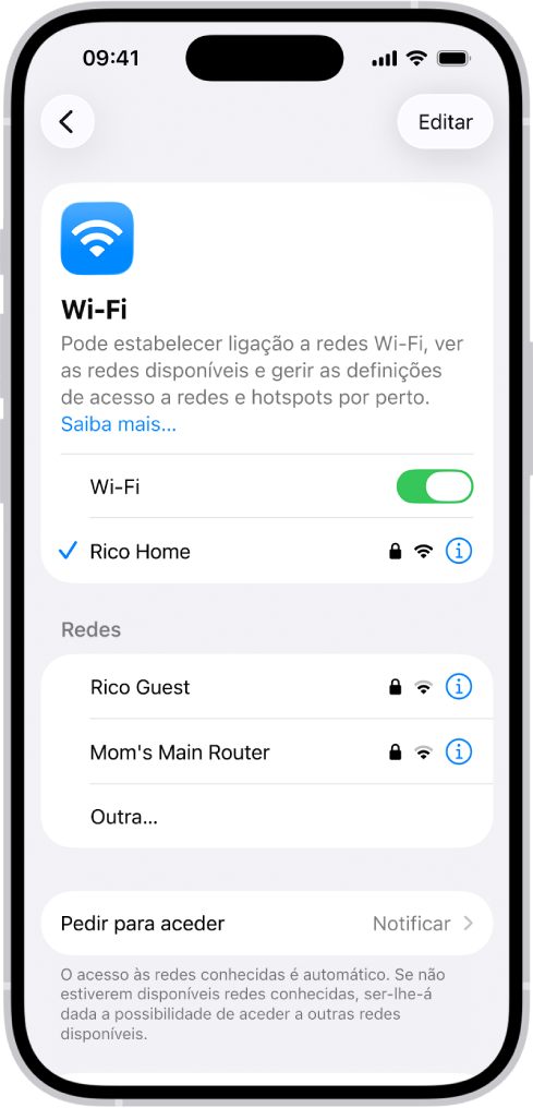 Configurar o serviço de rede móvel e estabelecer ligação a Wi-Fi
