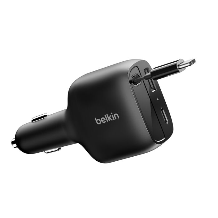 Carregador de isqueiro Belkin 75W Car Charger c/ Cabo USB-c Retratil
