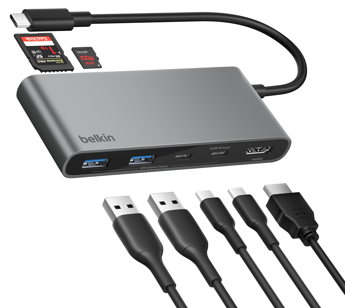 Hub Belkin USB-C de 7 portas, com HDMI 4K Silver