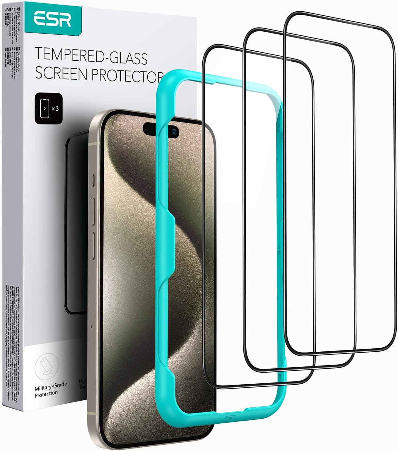 Pack Peliculas ESR c/ 3 protetores de ecrã para iPhone 15 Pro Max