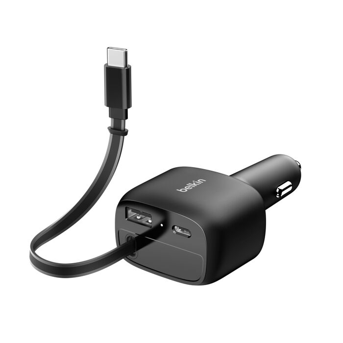 Carregador de isqueiro Belkin 75W Car Charger c/ Cabo USB-c Retratil