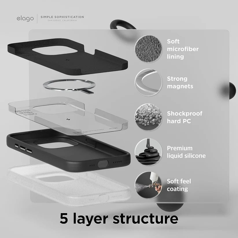 Elago Magnetic Silicone Case iPhone 16e Black
