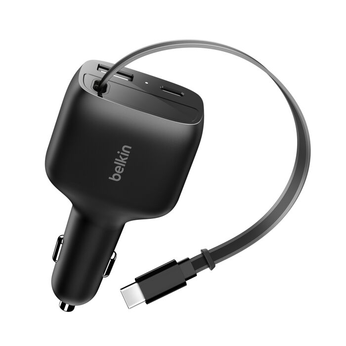 Carregador de isqueiro Belkin 75W Car Charger c/ Cabo USB-c Retratil
