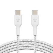 Cabo Belkin USB-C to USB-C 2.0, Braided, 1M, Branco