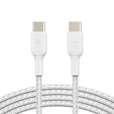 Cabo Belkin USB-C to USB-C 2.0, Braided, 1M, Branco
