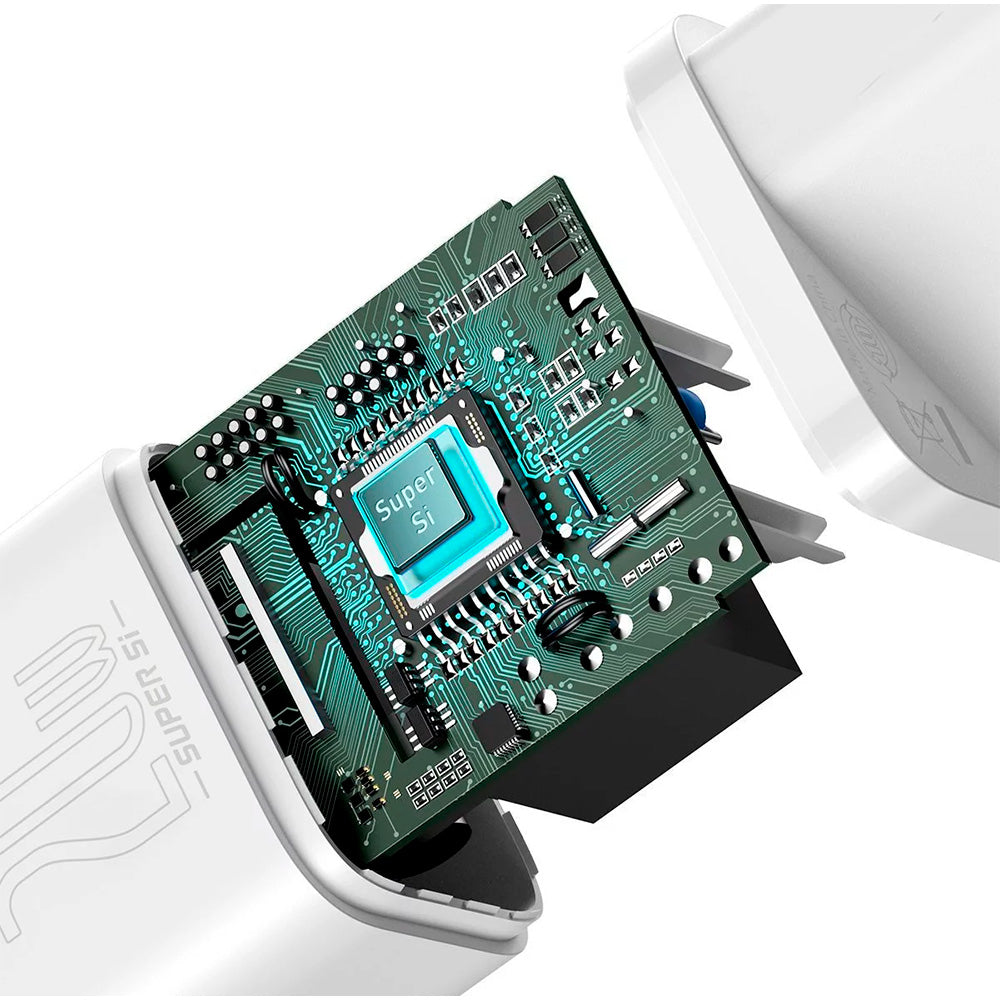 Carregador Baseus Super Si Quick Charger c/ Cabo Type-C Para Lightning 1mt Branco