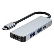 Adaptador Tech-Protect V2-HUB 4 Em 1 Cinza