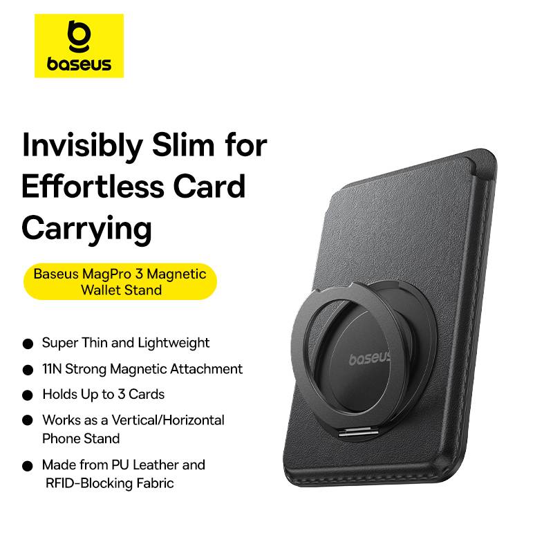 Carteira Baseus MagPro 3 Magnetic Wallet Stand Cosmic Black