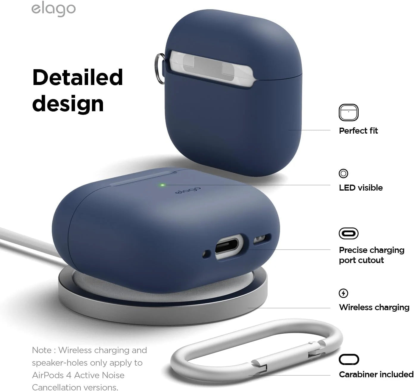 Capa Elago para AirPods 4 silicone com mosquetão - Jeans