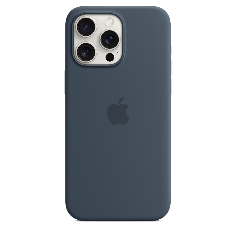 Capa em silicone com MagSafe para iPhone 15 Pro Max - Azul trovoada