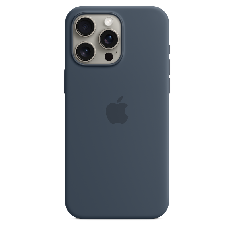 Capa em silicone com MagSafe para iPhone 15 Pro Max - Azul trovoada