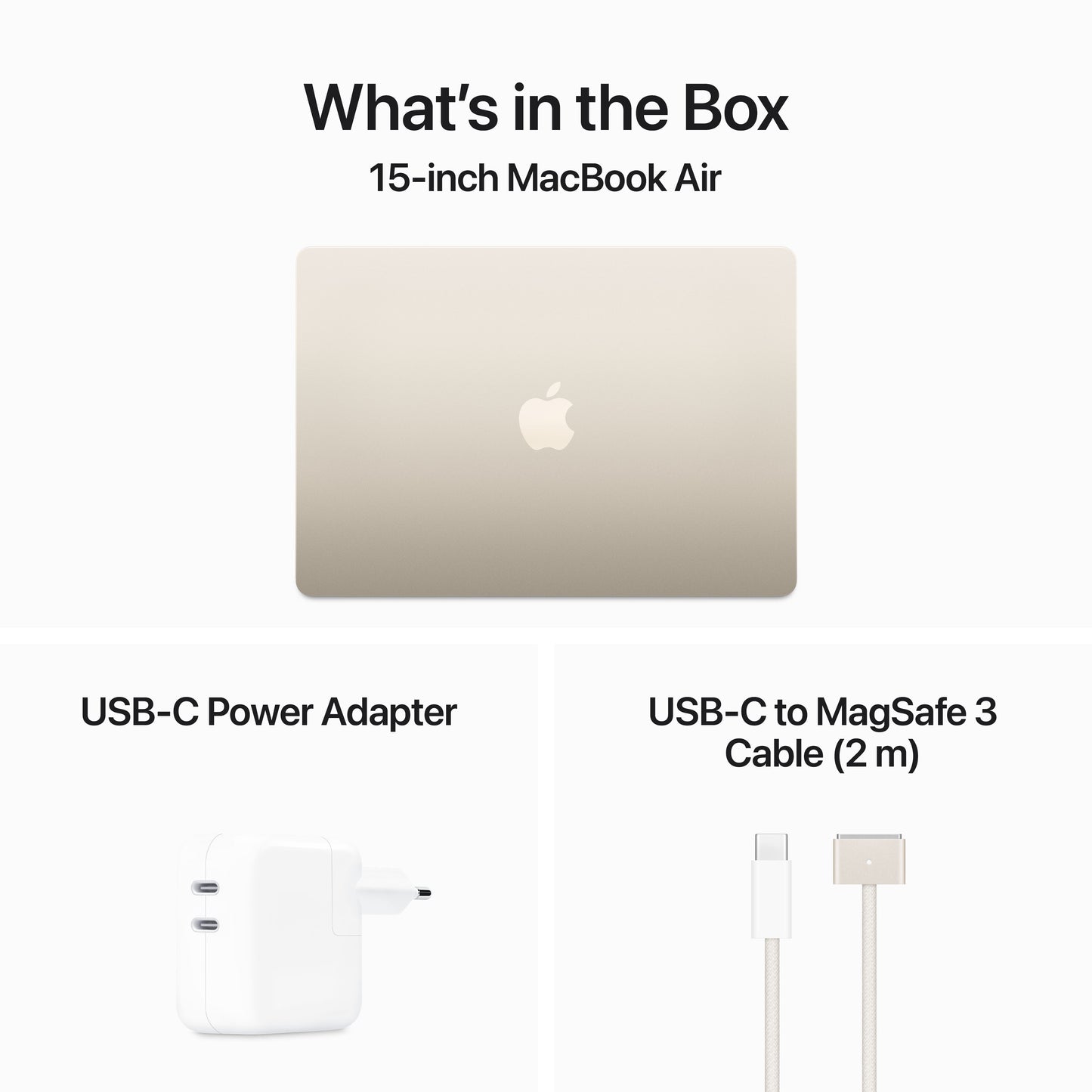 MacBook Air de 15 polegadas: Processador M3 da Apple com CPU 8-core e GPU 10-core, 512 GB SSD - Luz das estrelas
