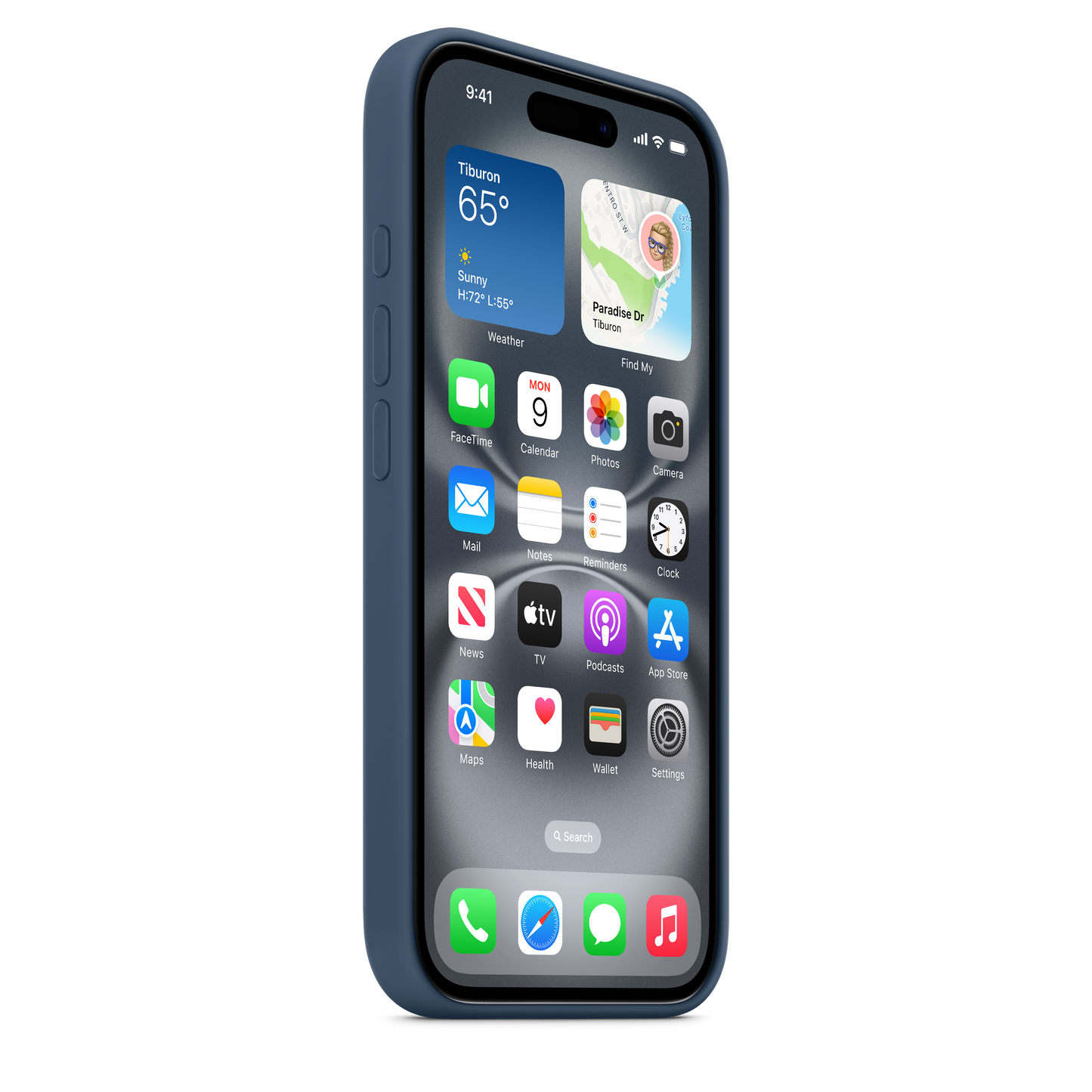 Capa em silicone com MagSafe para iPhone 16 - Azul denim