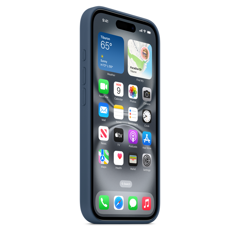 Capa em silicone com MagSafe para iPhone 16 - Azul denim