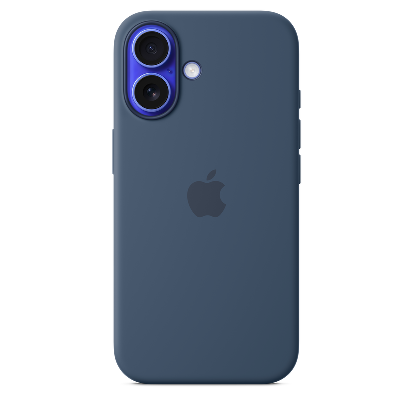 Capa em silicone com MagSafe para iPhone 16 - Azul denim