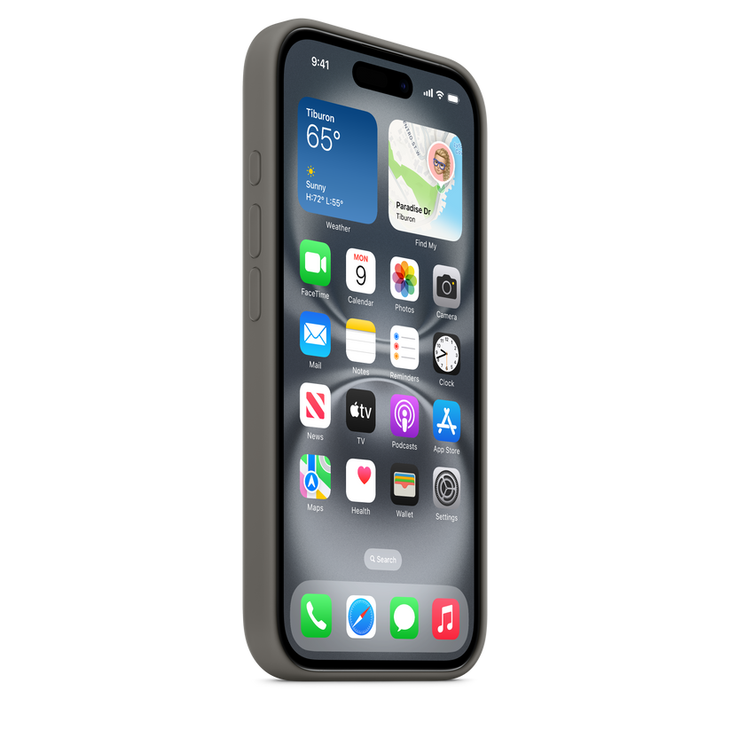Capa em silicone com MagSafe para iPhone 16 - Cinzento rocha