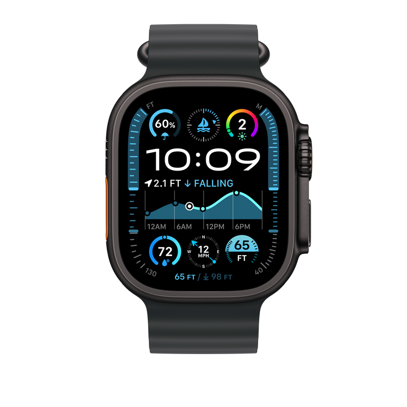 Bracelete Ocean preta de 49 mm - Titânio preto