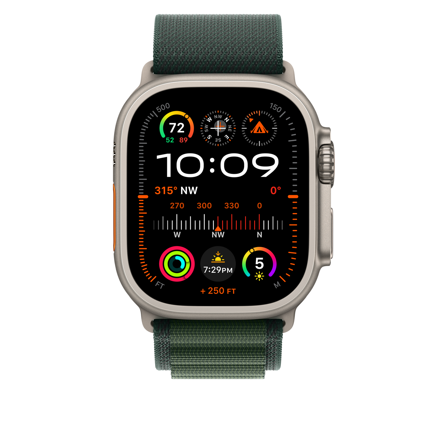 Loop Alpine verde-escuro de 49 mm - S - Titânio natural