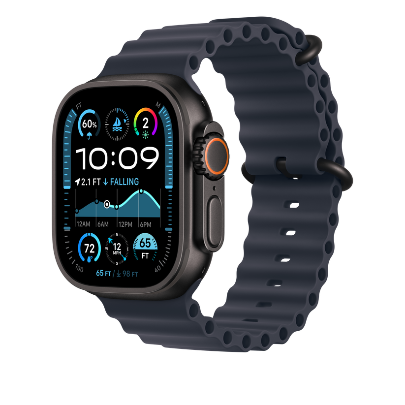 Bracelete Ocean azul navy de 49 mm - Titânio preto