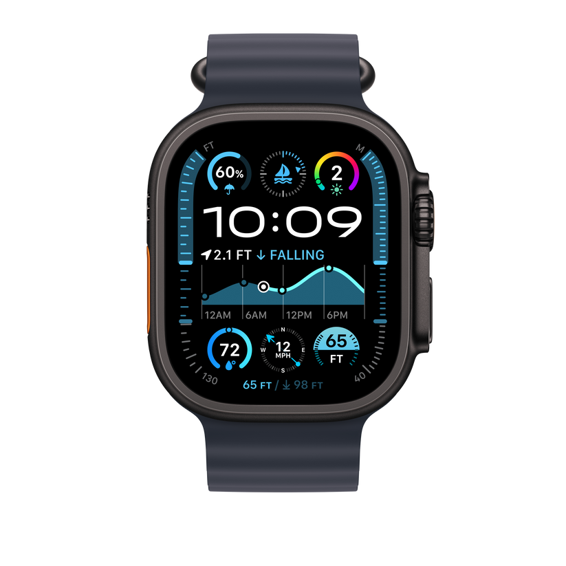 Bracelete Ocean azul navy de 49 mm - Titânio preto
