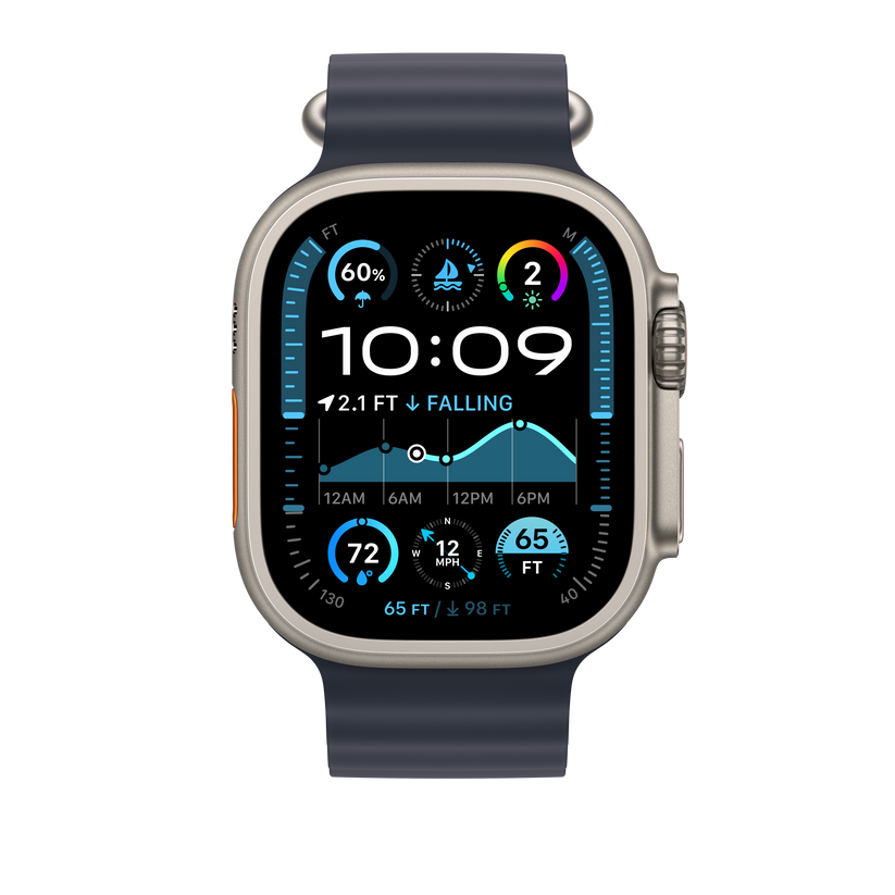 Bracelete Ocean azul navy de 49 mm - Titânio natural
