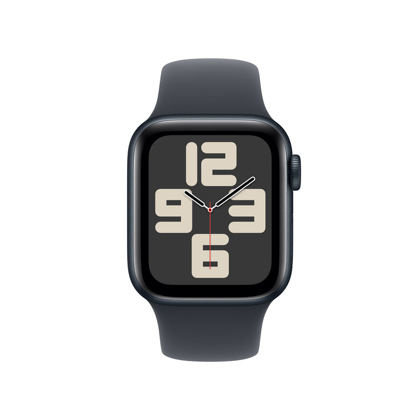 Apple Watch SE GPS, Caixa em alumínio meia-noite de 40 mm com Bracelete desportiva meia-noite - S/M