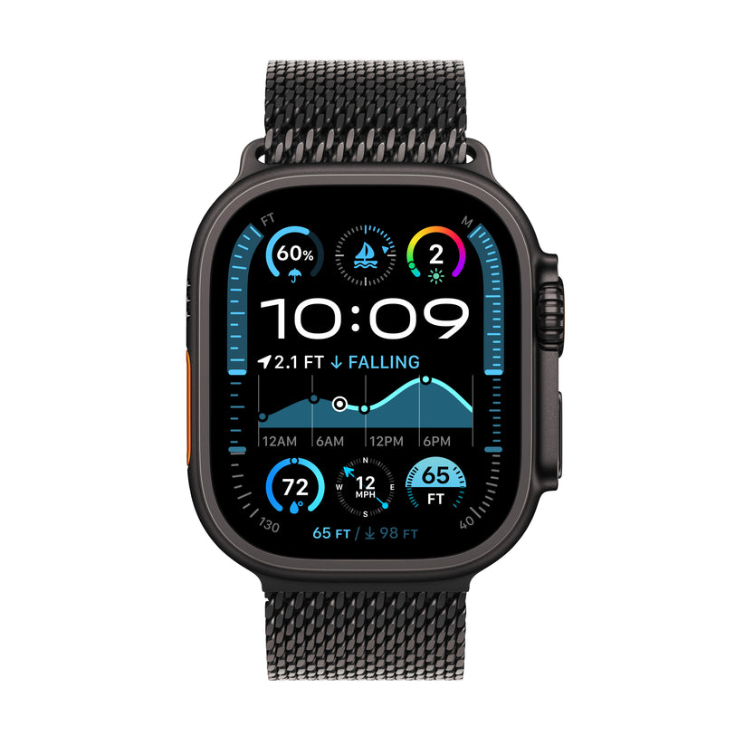 Apple Watch Ultra 2 GPS + Cellular, Caixa em titânio preto de 49 mm com Loop milanesa em titânio preto - M