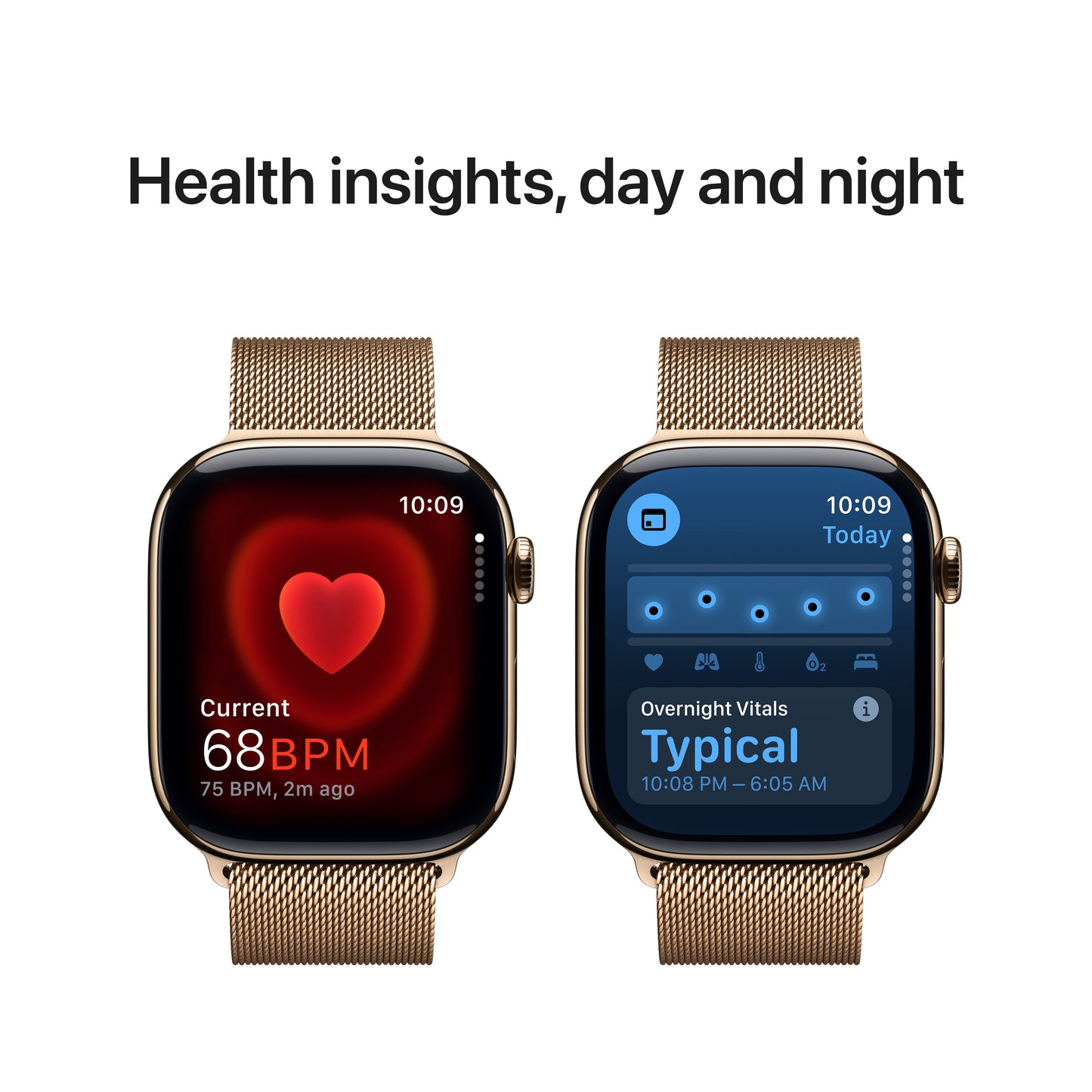 Apple Watch Series 10 GPS + Cellular, Caixa em titânio dourado de 46 mm com Loop milanesa dourada - S/M