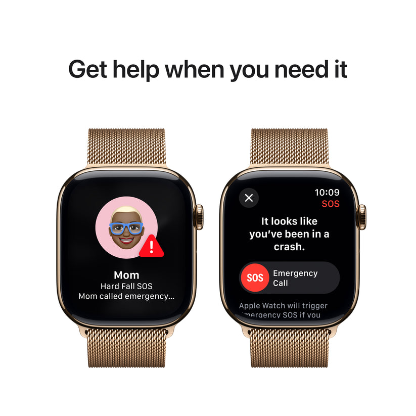 Apple Watch Series 10 GPS + Cellular, Caixa em titânio dourado de 46 mm com Loop milanesa dourada - S/M