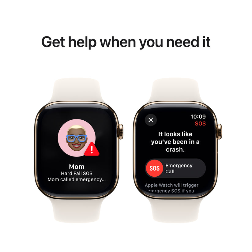 Apple Watch Series 10 GPS + Cellular, Caixa em titânio dourado de 46 mm com Bracelete desportiva luz das estrelas - S/M