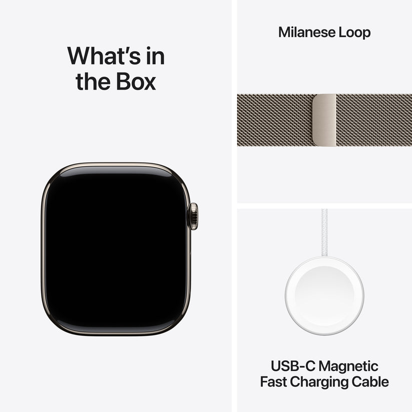 Apple Watch Series 10 GPS + Cellular, Caixa em titânio natural de 46 mm com Loop milanesa natural - M/L