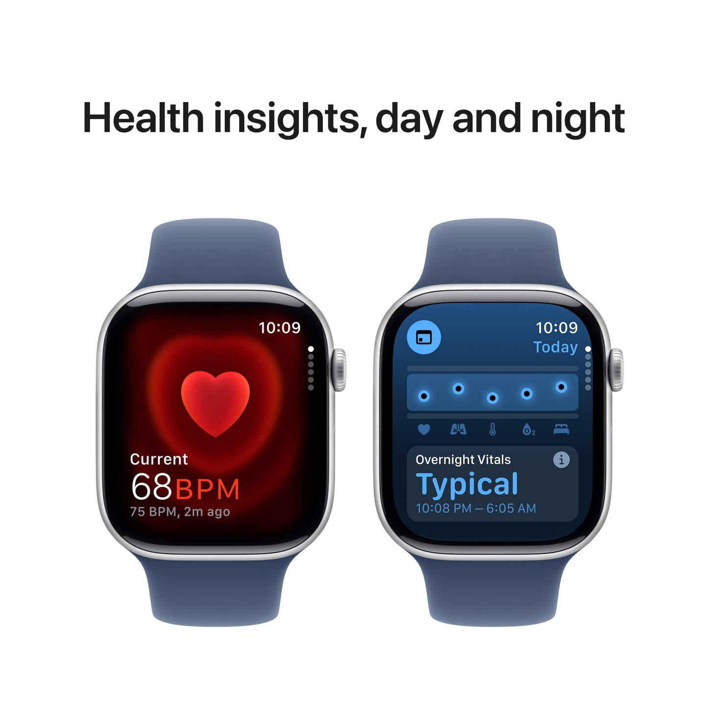 Apple Watch Series 10 GPS + Cellular, Caixa em alumínio prateado de 46 mm com Bracelete desportiva azul Denim - S/M